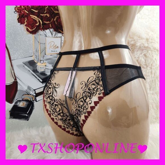 ❣️👙 { Victoria's Secret } Very Sexy Embroidered Strappy High Waist Panty ❣️👙 N - Picture 1 of 7